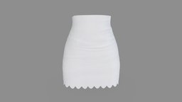 Scallops Bottom High Waist Mini Female Skirt mini, cute, white, high, , fashion, girls, bottom, clothes, edge, skirt, realistic, real, womens, wear, waist, pbr, low, poly, female, scallops