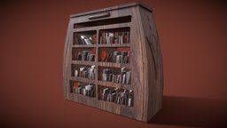 Woody Shelf (with Books) shelf, library, woody, books, shelves, wood