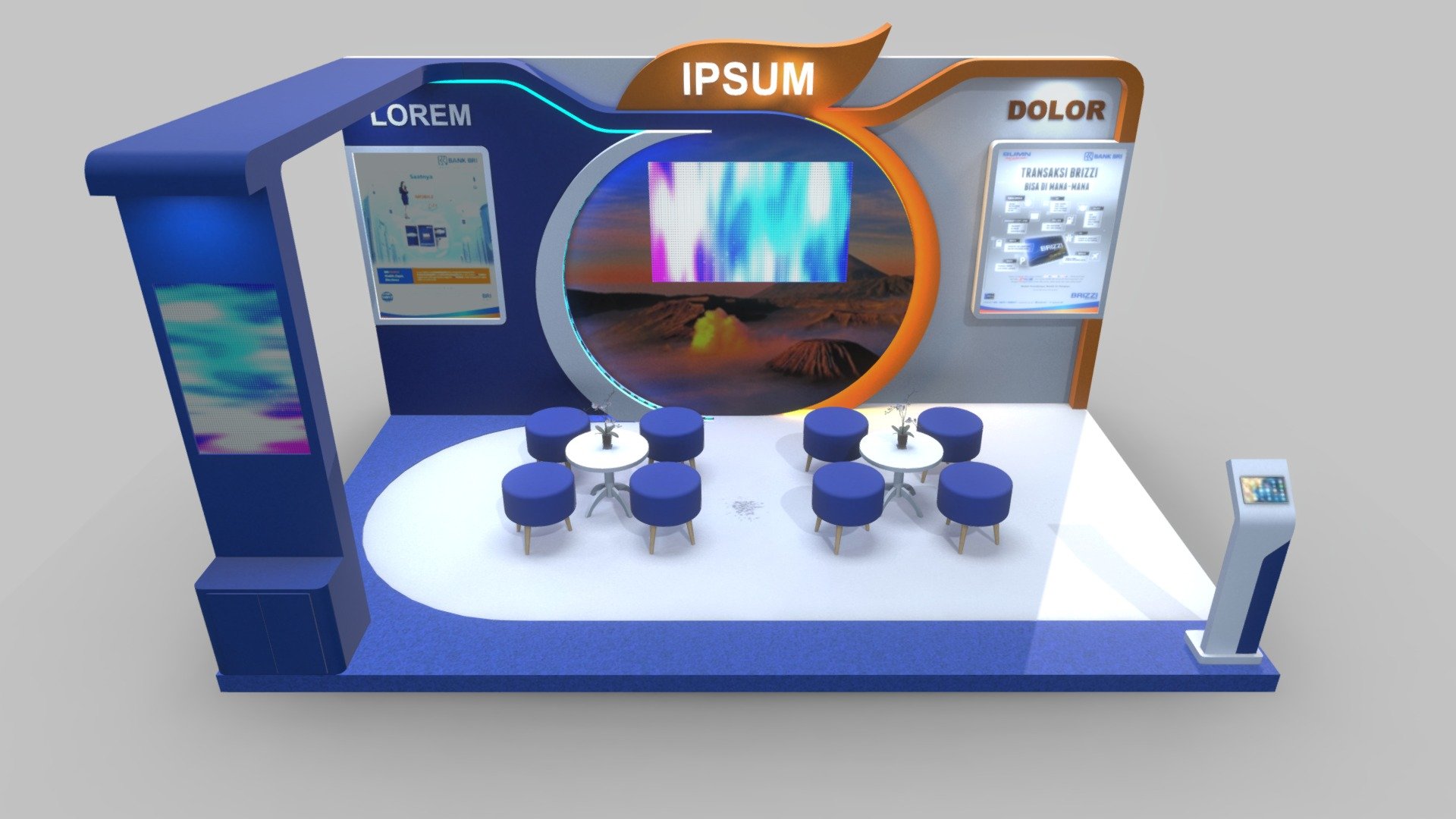 Exhibition Stand 2 Model 5x3m
Max height - H+2.50 - #2 Exhibition Stand Model 5x3m - Buy Royalty Free 3D model by fasih.lisan 3d model