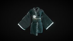 Kimono Dress kimono, marvelousdesigner, lowpoly, gameart