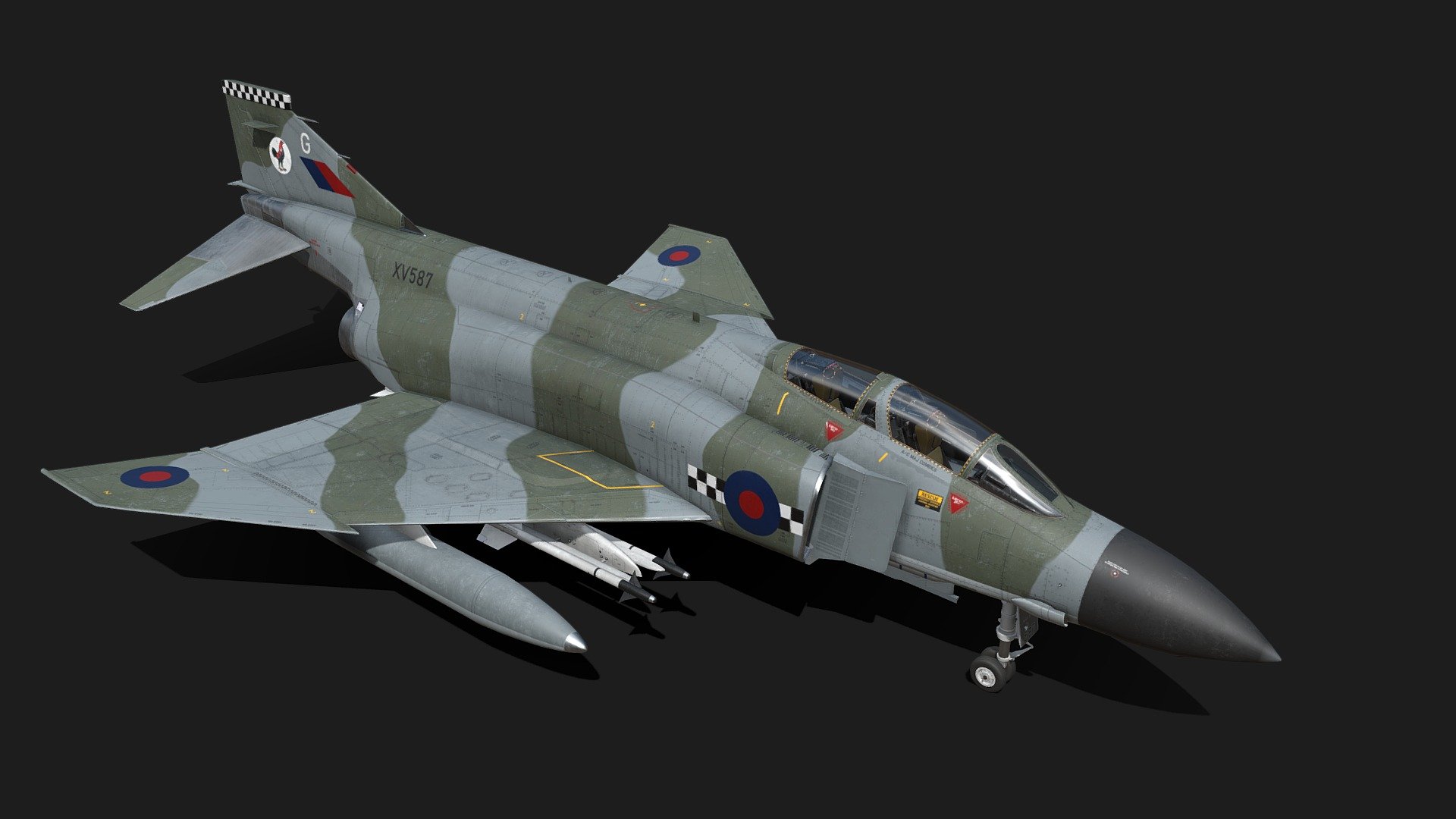 The United Kingdom (UK) operated the McDonnell Douglas F-4 Phantom II as one of its principal combat aircraft from 1968 to 1992. The UK was the first export customer for the F-4 Phantom, which was ordered in the context of political and economic difficulties around British designs for the roles that it eventually undertook. The Phantom was procured to serve in both the Royal Navy's Fleet Air Arm (FAA) and the Royal Air Force (RAF) in several roles including air defence, close air support, low-level strike and tactical reconnaissance 3d model