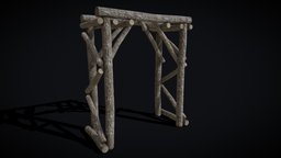 Primitive Log Archway gate, stand, logs, viking, entrance, primitive, architectural, wedding, arch, entry, rustic, natural, furniture, pillar, decor, saxon, archway, architecture, pbr, wood, door