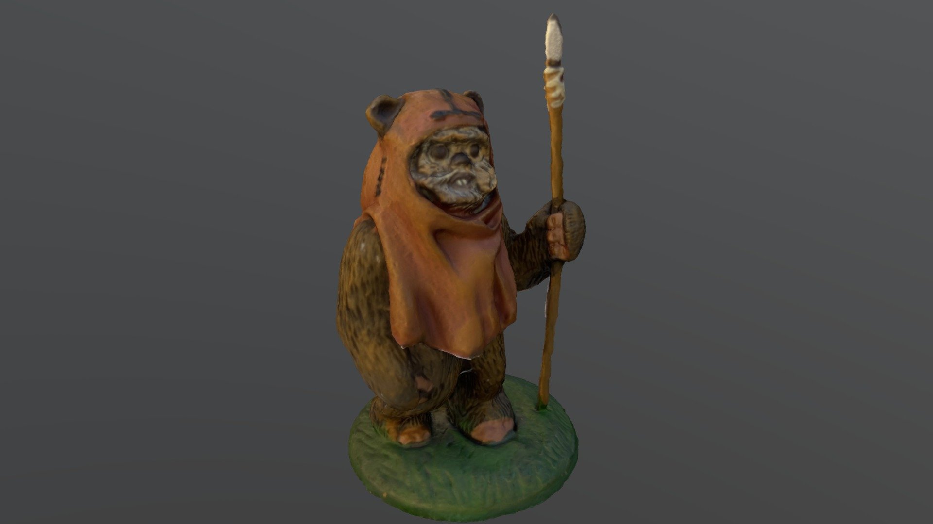 A miniature lead statue of Ewok, a character from the Star Wars franchise, captured with RealityScan photogrammetry software 3d model