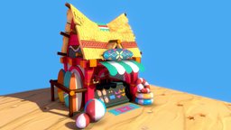 Surf Kiosk beach, vacation, real-time, low-poly, game, stylized, environment