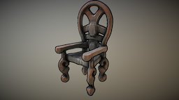 Chair Old vintage, shading, realtime, throne, old, normal, outline, flipped, flippednormal, cartoon, asset, chair, test