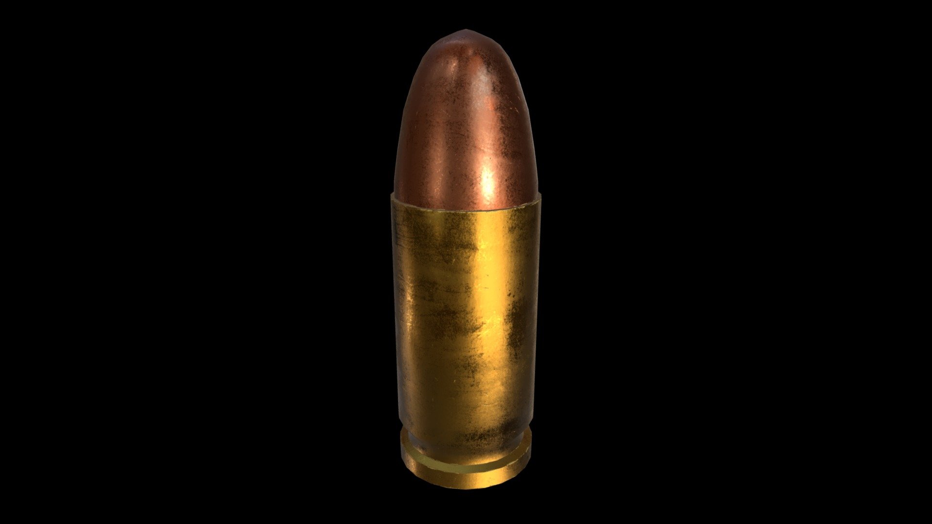 A 9mm Bullet modelled in Blender and textured in Substance Painter.

1,054 Tri's
2048 x 2048 Diffuse - 9mm Bullet - 3D model by George (@GeorgeOak) 3d model