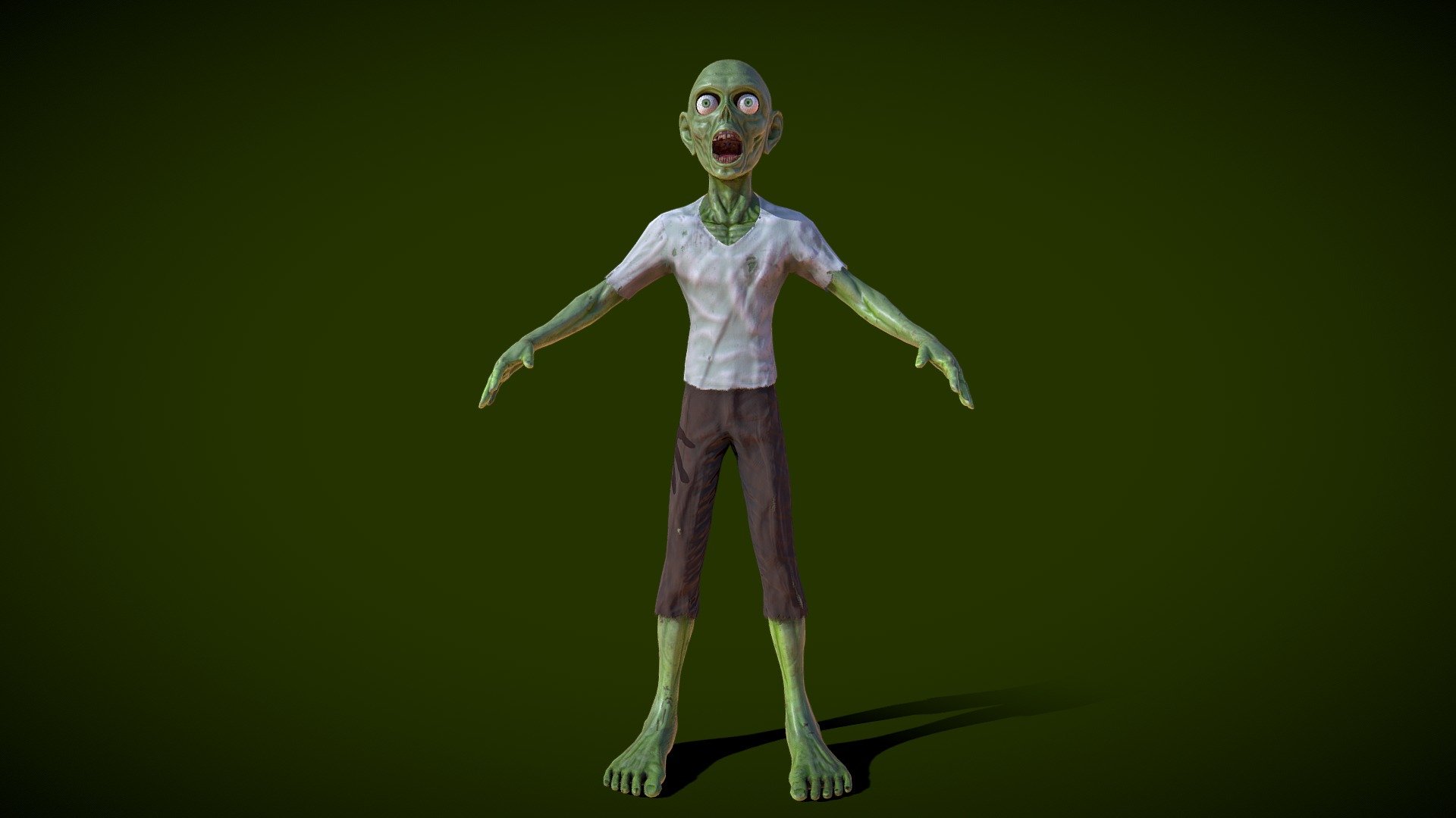 An animatable Zombie character model with PBR textures (Ambient,Color, Metallic, Roughness, Opacity) 3d model