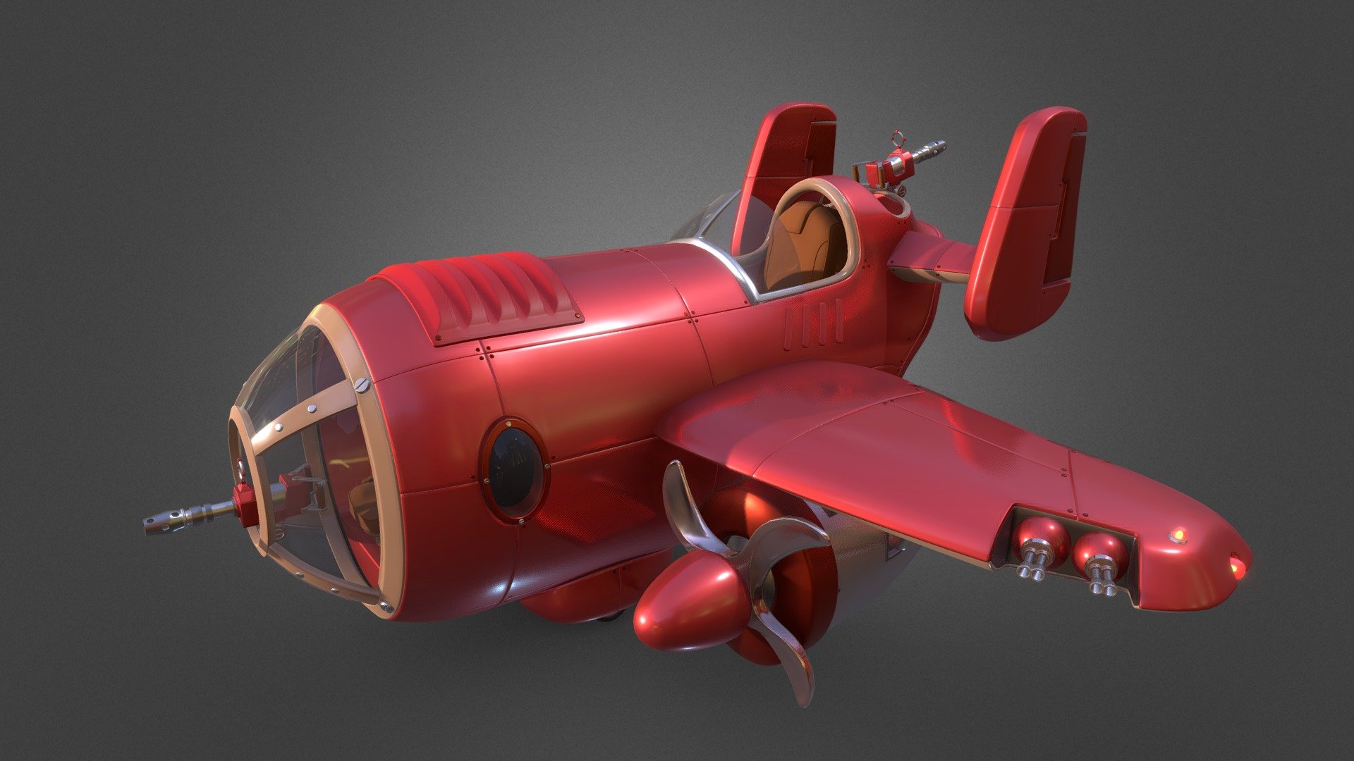 Hi!
This is a model I made as a hard surface practice on Maya. At first, I rendered it using Arnold, but I decided to upload it here and recreate the materials using the ones from Sketchfab.
Hope you like it!

Based on a concept from Ido Yehimovitz: http://artofyido.blogspot.com.es/ - Wyld Rabbits airplane - 3D model by Typhen 3d model