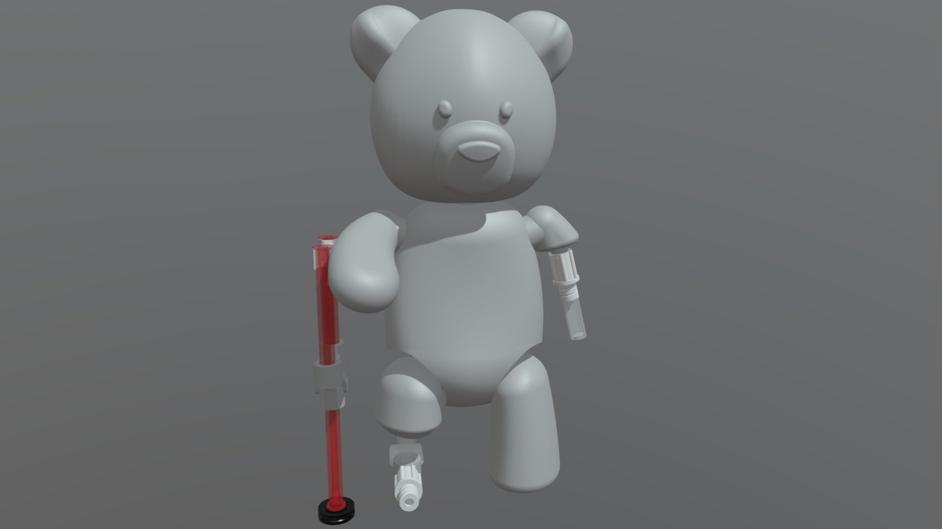 Need to shorten dat name
made for uni, is not real bear, is toy
could be used educationally to teach kids in the hospital about prosthetics in the most positive way :)
gonna remove this things limbs now he's never gonna get them back
Toto lost his limbs drunk driving and now his wife is getting a divorce OK GOODNIGHT KIDS 3d model