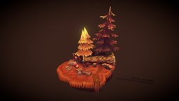 Forest Scene Retouch scene, forest, diorama, autumn, lowpoly-3dsmax, lowpolymodel, lowpolygonart, gameready-lowpoly, handpainted, texture, lowpoly