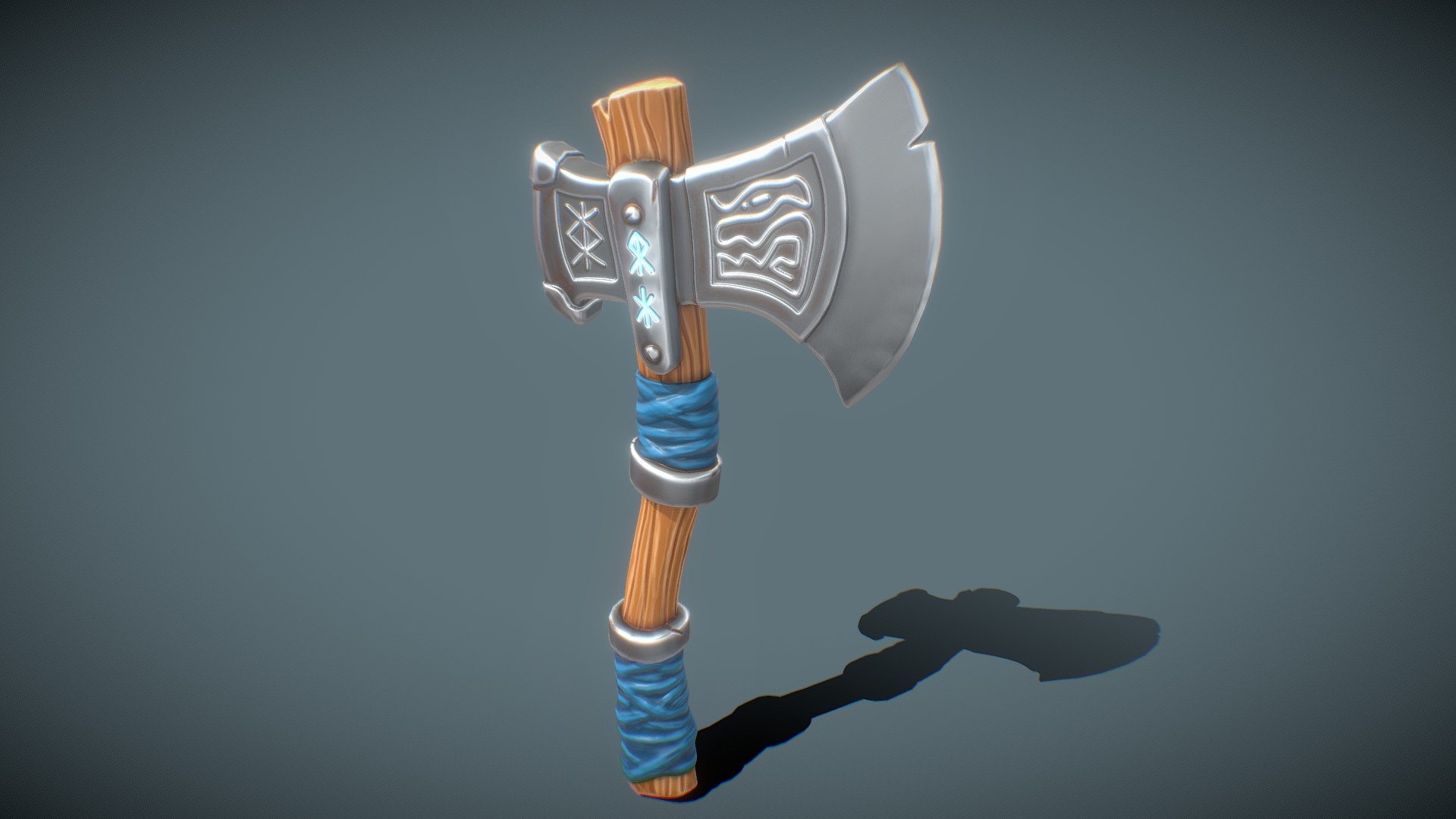 Stylized Nordic Axe, made with 3D Coat, 3ds Max and Substance Painter for texturing. First time trying stylized texturing 3d model