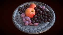 Victorian Fruit Plate victorian, plate, apple, dishes, grapes, substancedesigner, substancepainter, blender, victorian-era, zwetschge
