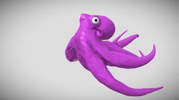 [Low Poly] Octopus fish, fishing, octopus, ocean, animals-cute, blender, lowpoly, low, poly, animal, animation, animated, rigged, sea
