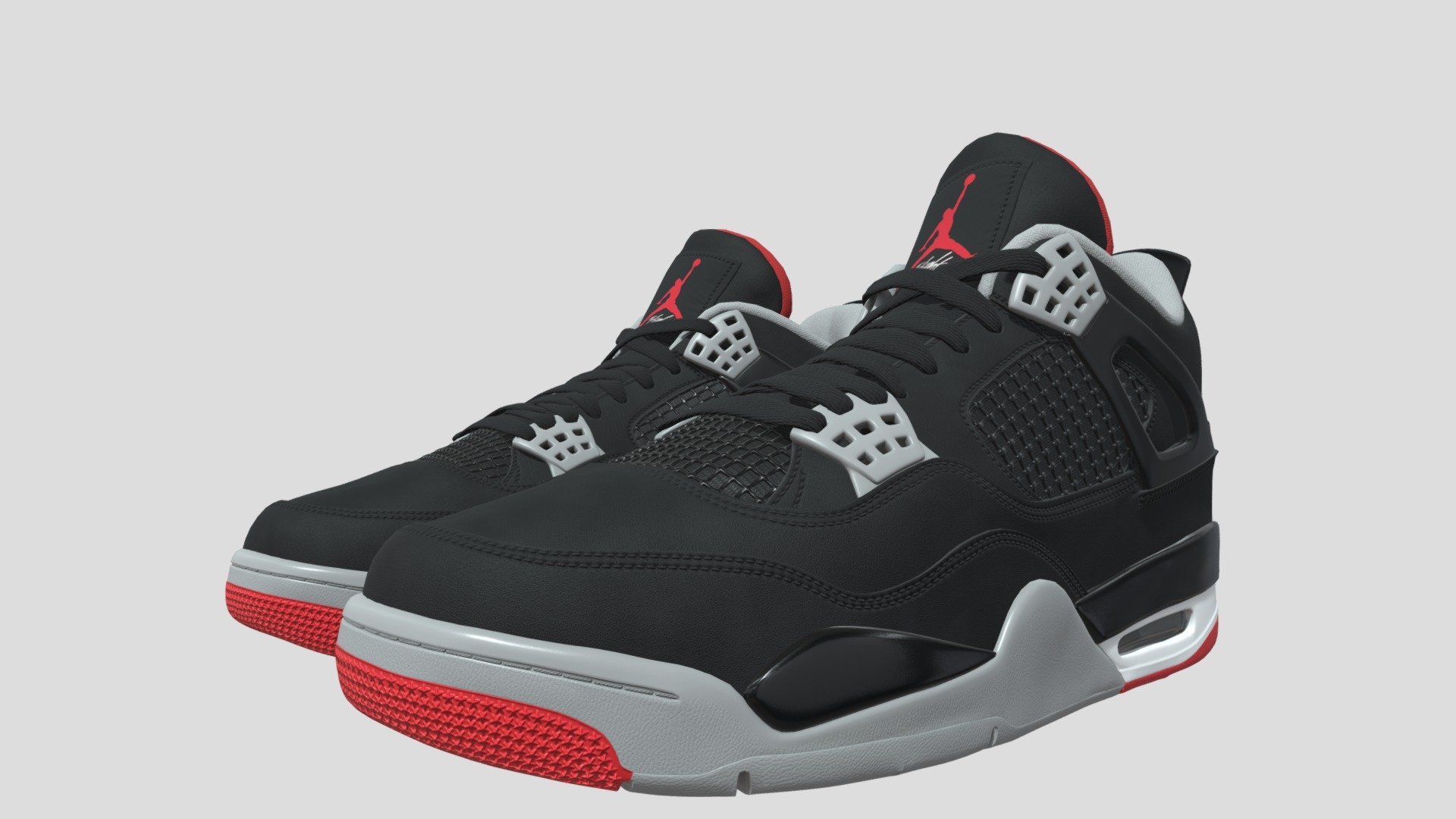 Jordan 4 Retro Bred PBR was created with real world scale. . all textures and materials created with high quality to provide you beautiful render with 4K texture resolution - Jordan 4 Retro Bred PBR - Buy Royalty Free 3D model by aimadbro 3d model