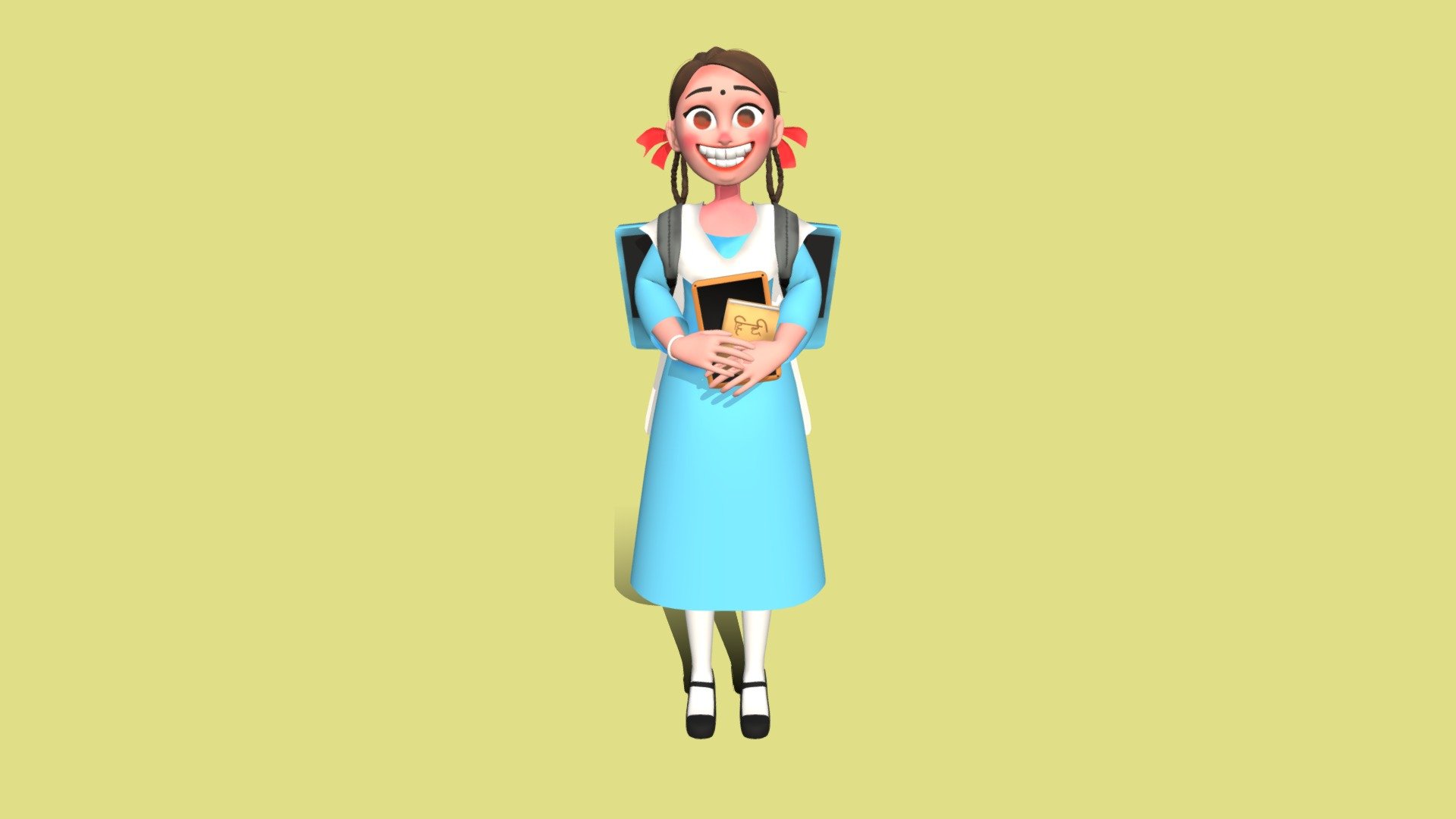 A model based on the concept of Srijita Sarkar. Made in Blender - Indian school girl - 3D model by pedroissj3 3d model