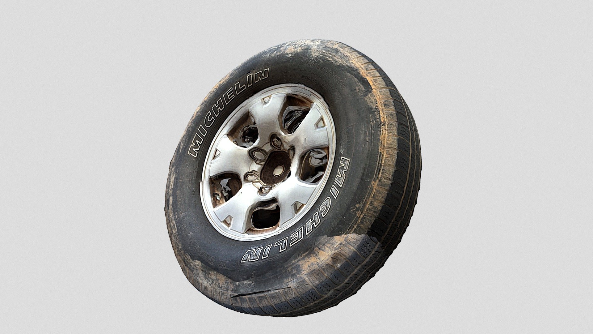 A 3d model of a worn out tacoma Truck tire from Michelin 3d model