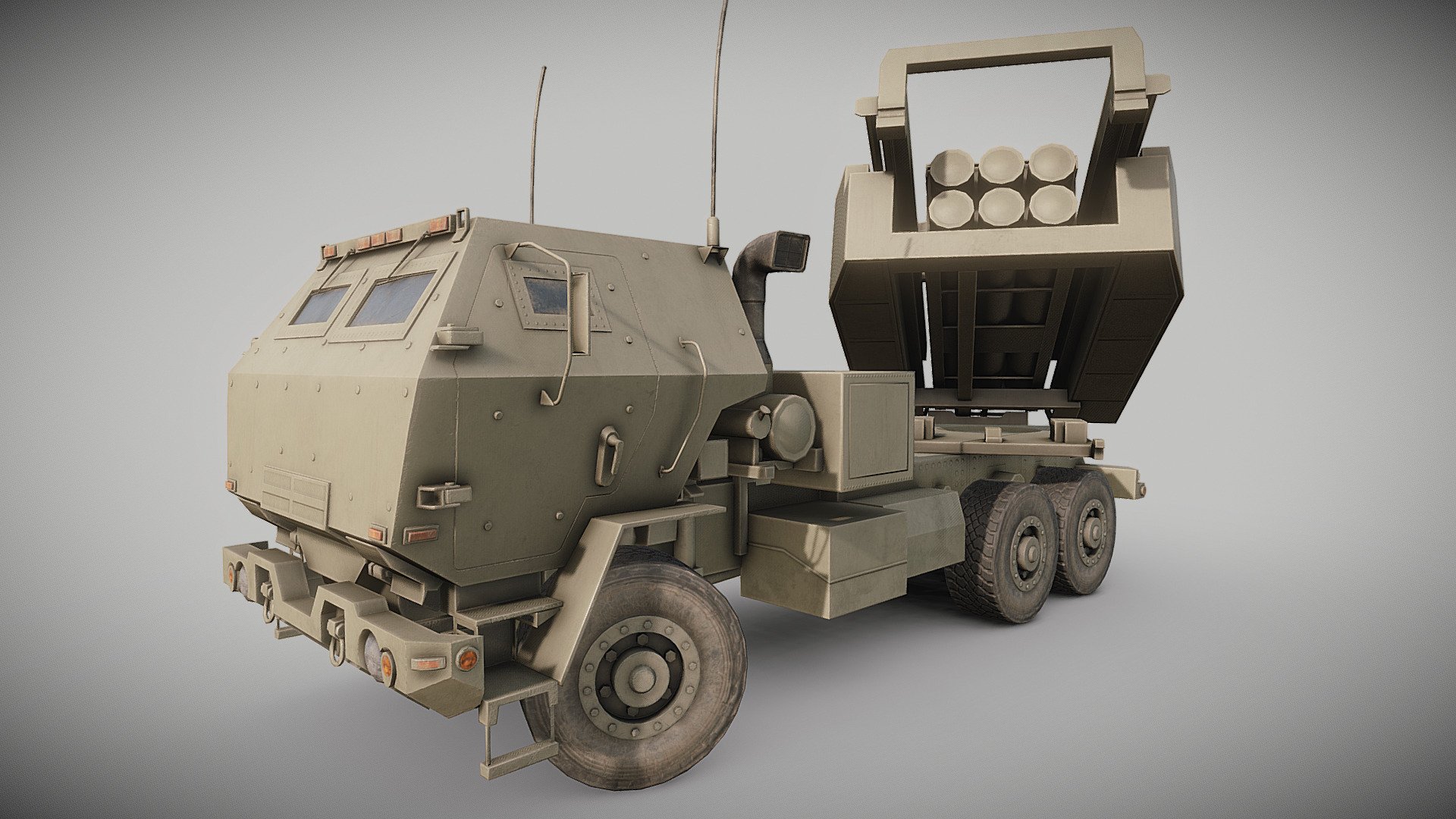 The M142 High Mobility Artillery Rocket System (HIMARS) is a light multiple rocket launcher developed in the late 1990s for the United States Army and mounted on a standard U.S. Army M1140 truck frame.

Includes woodland paint version 3d model