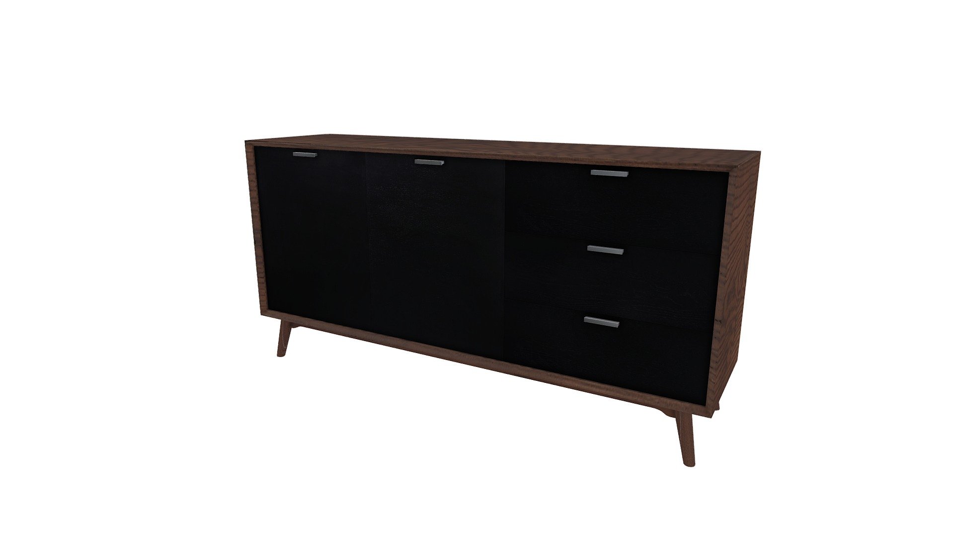 With its mid-century aesthetic, the Liberty City Buffet has clean lines and warm walnut tones.  It has beautiful drawers with rails and stainless steel handles.  It is a great piece of design. www.zuomod.com/liberty-city-buffet-walnut-black - Liberty City Buffet Walnut & Black - 199055 - Buy Royalty Free 3D model by Zuo Modern (@zuo) 3d model