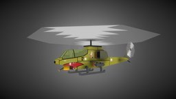 Low Poly Hellicopter army, retro, cobra, bell, stylish, 8bit, ah1, army-vehicle, low-poly, lowpoly, gameasset, stylized, helicopter, fantasy