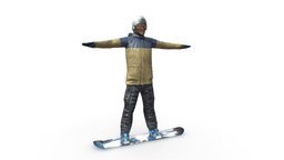 Snowboarder snowboard, men, snowboarding, snowboarder, character, low-poly, 3d, gameready
