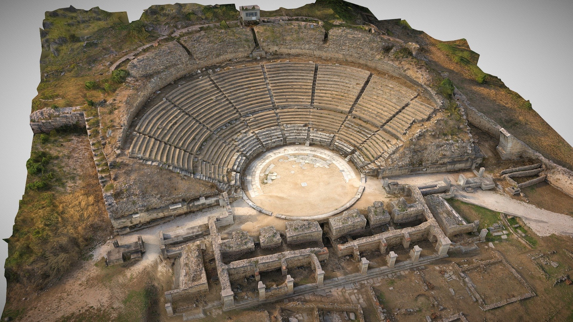 3D reconstruction of the 4th-century BCE theatre built by Philip II, one of the largest built in Greece, has been excavated and been partially reconstructed. 

Updated with new reconstructed model 3d model