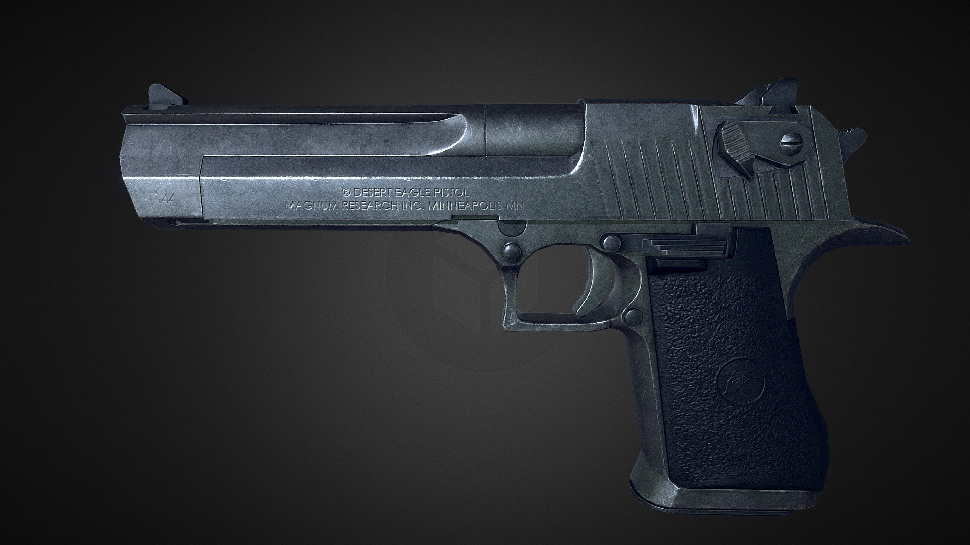 Detailed, low poly gun with realistic, worn metal textures.
The mesh has been split into different object for easy animation. The magazine is modelled and textured as well.

Textured in Substance Painter with the PBR Metal/roughness workflow 3d model