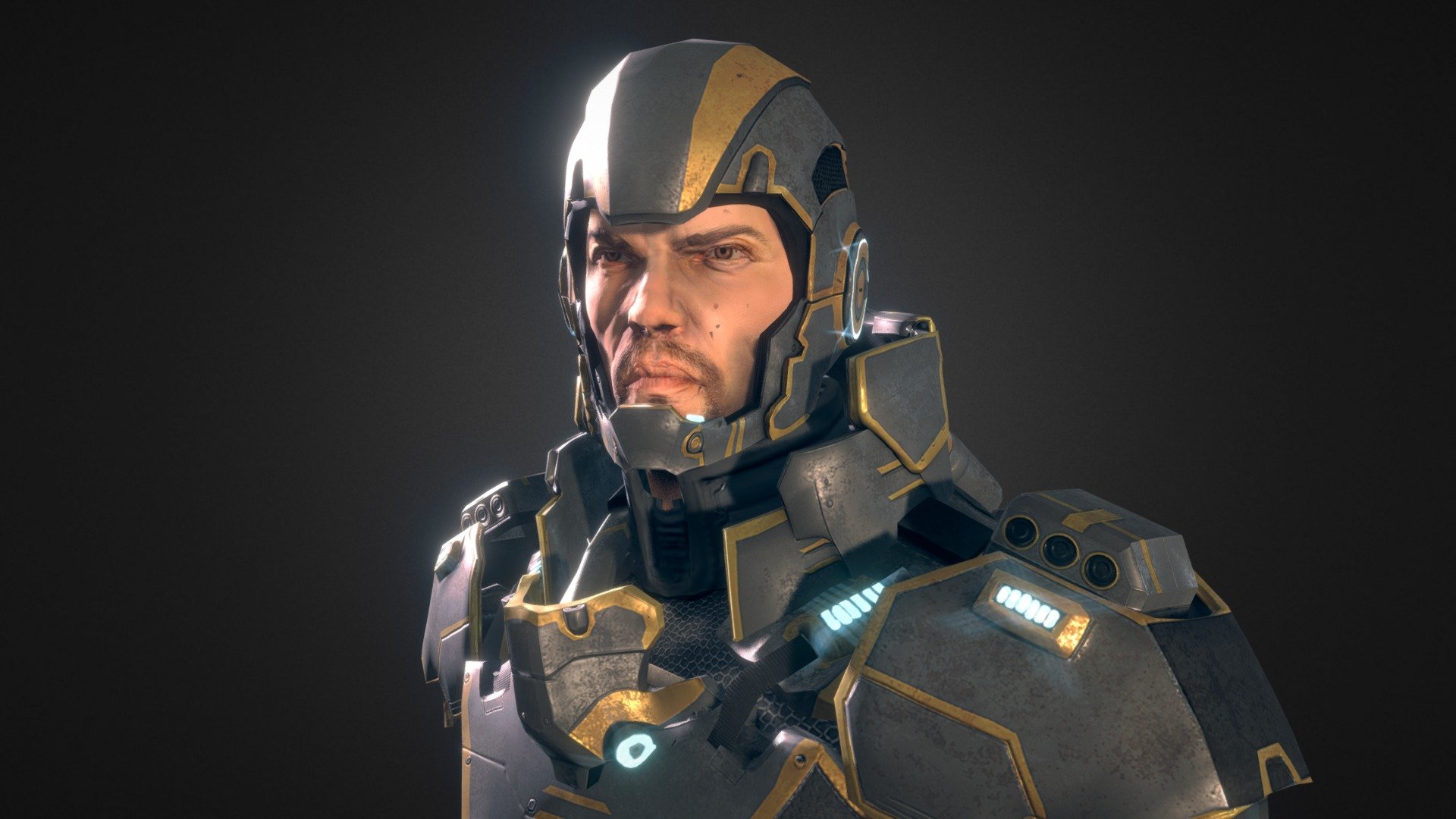 .The Sci-Fi hero is a character model suited for your mid-high quality projects

-Content-

The Sci-Fi Hero has the body divided into head, body, hair, upper part of the armor, helmet, mask and lower part of the armor

Includes a blender scene with the Sci-Fi Hero rigged with a very simple rig suited for unity's mecanim, the scene has all the materials applied and a very basic lighting-camera setup to render in cycles.

There are three LODs in .FBX format

-LOD 0- Body(5022 traingles), hair(1060 triangles), head(3058 triangles), Helmet(1690 triangles), Mask(448 triangles), LowArmor(3264 triangles), UpperArmor(9592 triangles)

-LOD 1- Body(2967 triangles), hair(756 triangles), head(1336 triangles), Helmet(636 triangles), Mask(338 triangles), LowArmor(1410 triangles), UpperArmor(4624 triangles)

-LOD 2- Body(2505 triangles), hair(438 triangles), head(683 triangles), Helmet(454 triangles), Mask(260 triangles), LowArmor(1040 triangles), UpperArmor(3400 triangles)

The Textures vary from 512x512 to 2048x2048 - Sci-Fi Hero - Buy Royalty Free 3D model by willmorillas 3d model