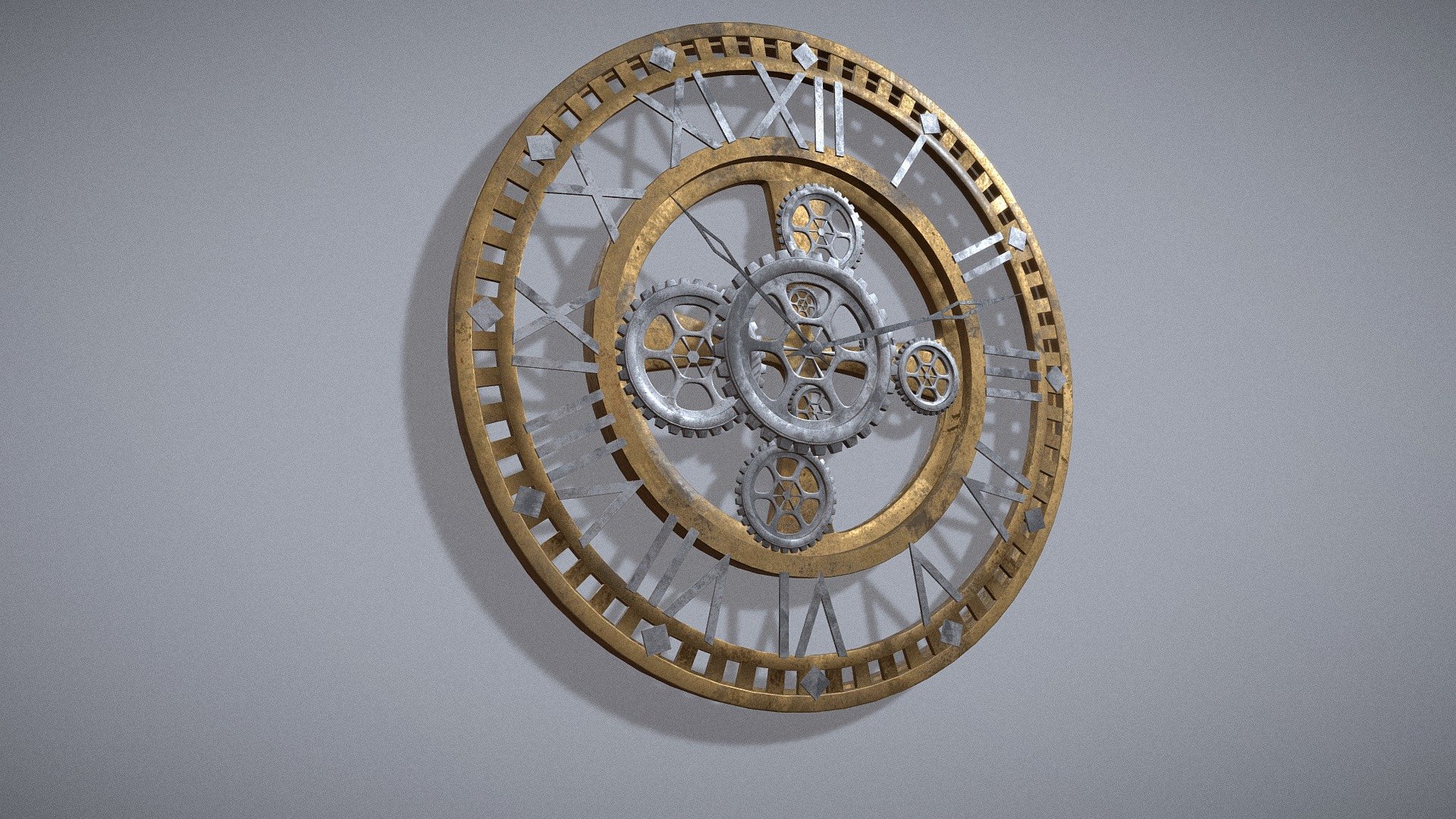 Steampunk style wall clock. 

Created with quad workflow as possible except the numbers and fully unwrapped non-overlapping 3d model