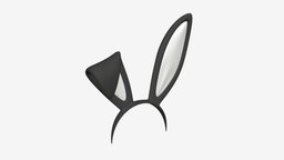 Headband bunny ears 02 hair, bunny, fashion, party, ears, head, costume, cosplay, headwear, headband, girl, 3d, pbr, female