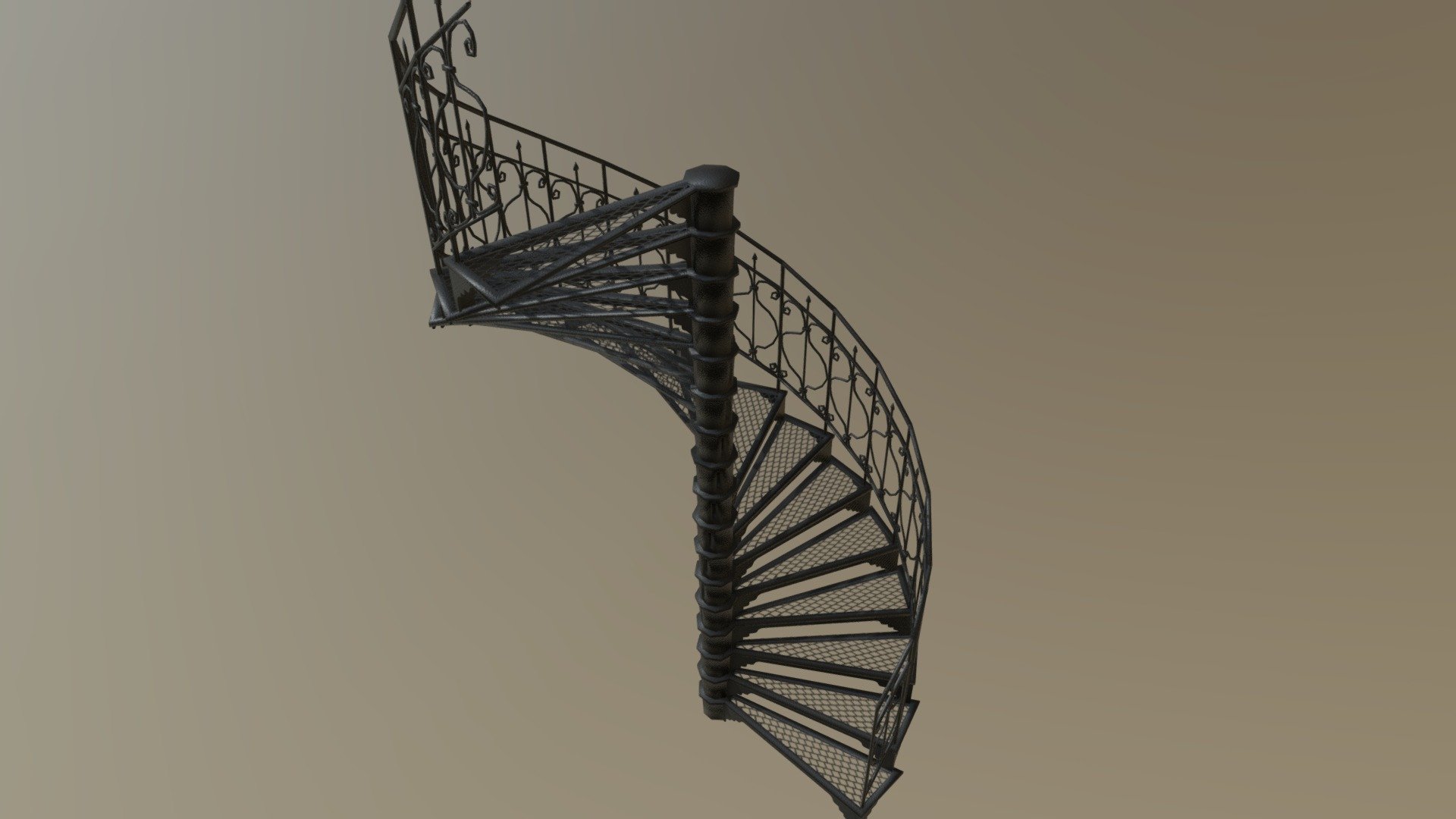 Stairs are modular, color is adjustable. one texture uses alpha. Maybe you found it useful
If  put next module up for 19,3 cm up and rotate along Z by 16.4493  is possible to stack it forever - Round Stairs - Download Free 3D model by Ryoce 3d model