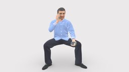 001023 man in seat pose talking on phone style, people, clothes, miniatures, phone, realistic, talking, character, 3dprint, model, man