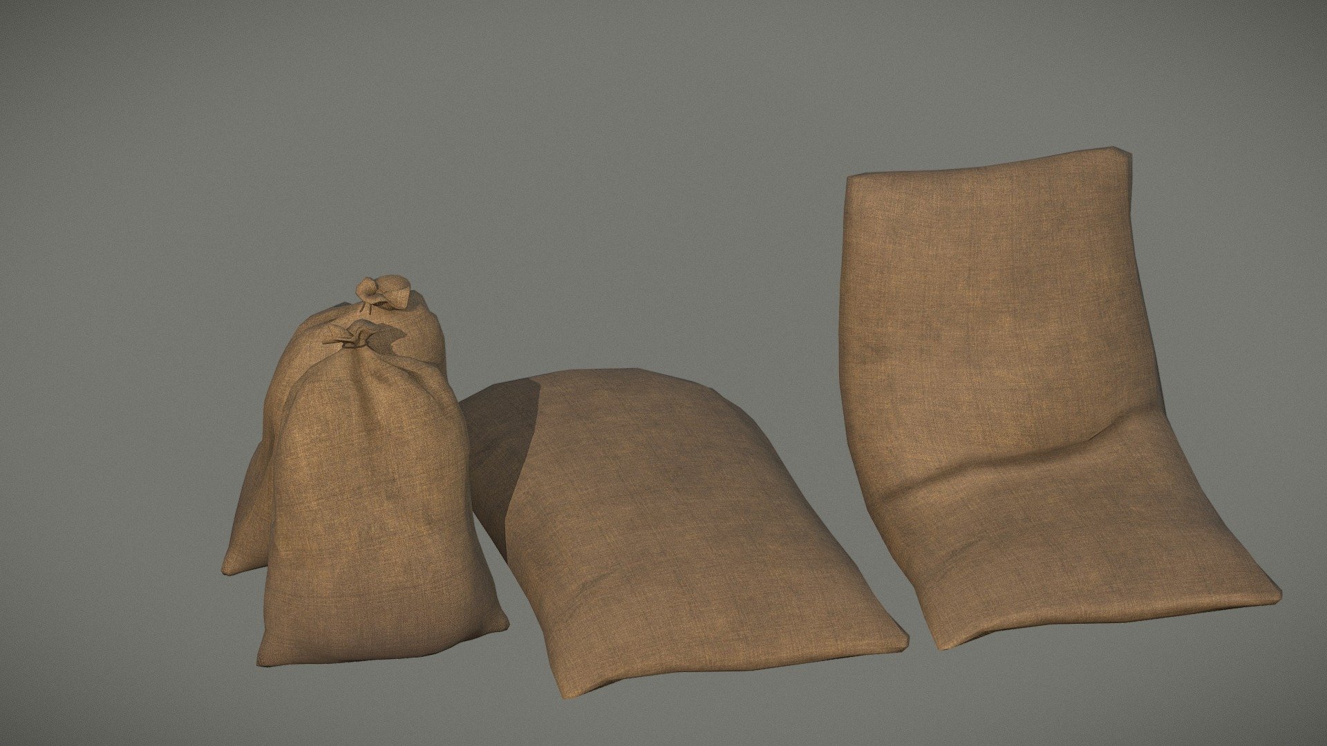 A couple of old sacks. Comes with 2k textures which they share. FBX format. 
Low/medium poly 3d model