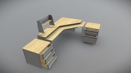 Modular 80s-inspired IKEA-looking Desk office, desks, ikea, desk, retro, furniture, table, 80s, drawers, furnitures, modular