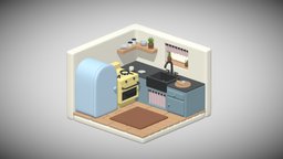 Isometric kitchen architecture with interior