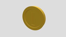 Super Mario Bros Gold Coin coin, money, nintendo, currency, supermariobros, video-games, blender3d, gold