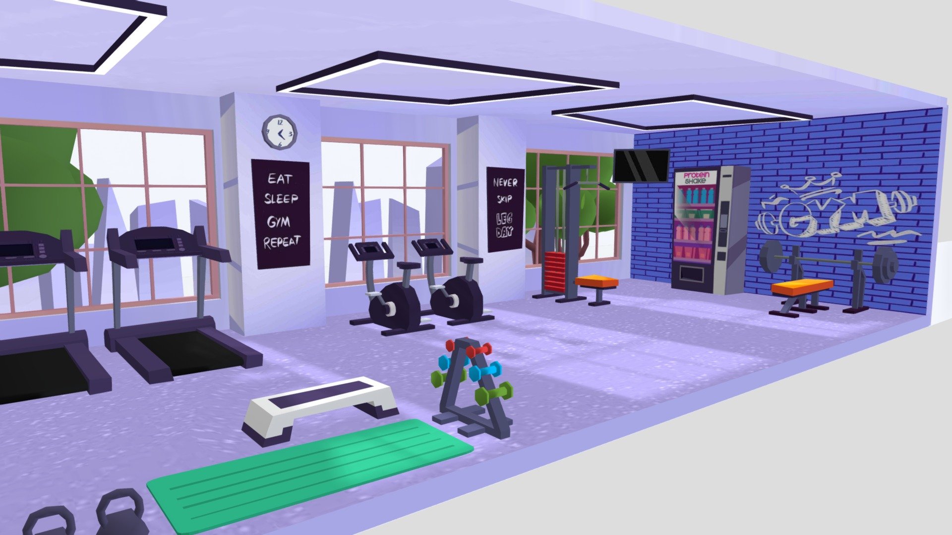 Stylized Low Poly Gym Asset - 3D model by tbatuer 3d model