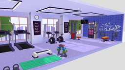 Stylized Low Poly Gym Asset muscle, fitness, gym, protein, dumbell, bodybuilder, bodybuilding, fitness-equipment, unity, game, blender, lowpoly, gameart, city, interior, gameready, fitness-center, hypercasual, casualgame, stilize