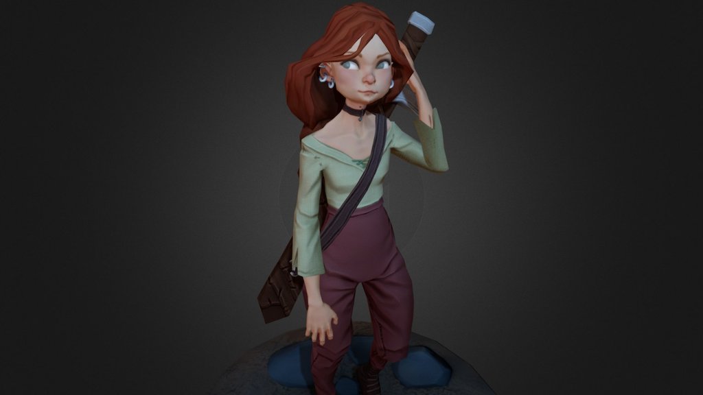 by Chabe Escalante's concept https://www.artstation.com/artist/chabeescalante - Red head cartoon girl - 3D model by ResThoughtless (@lera.nilova) 3d model