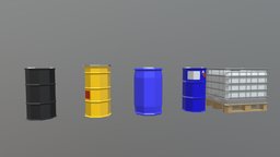 an assortment of (low-poly) barrels