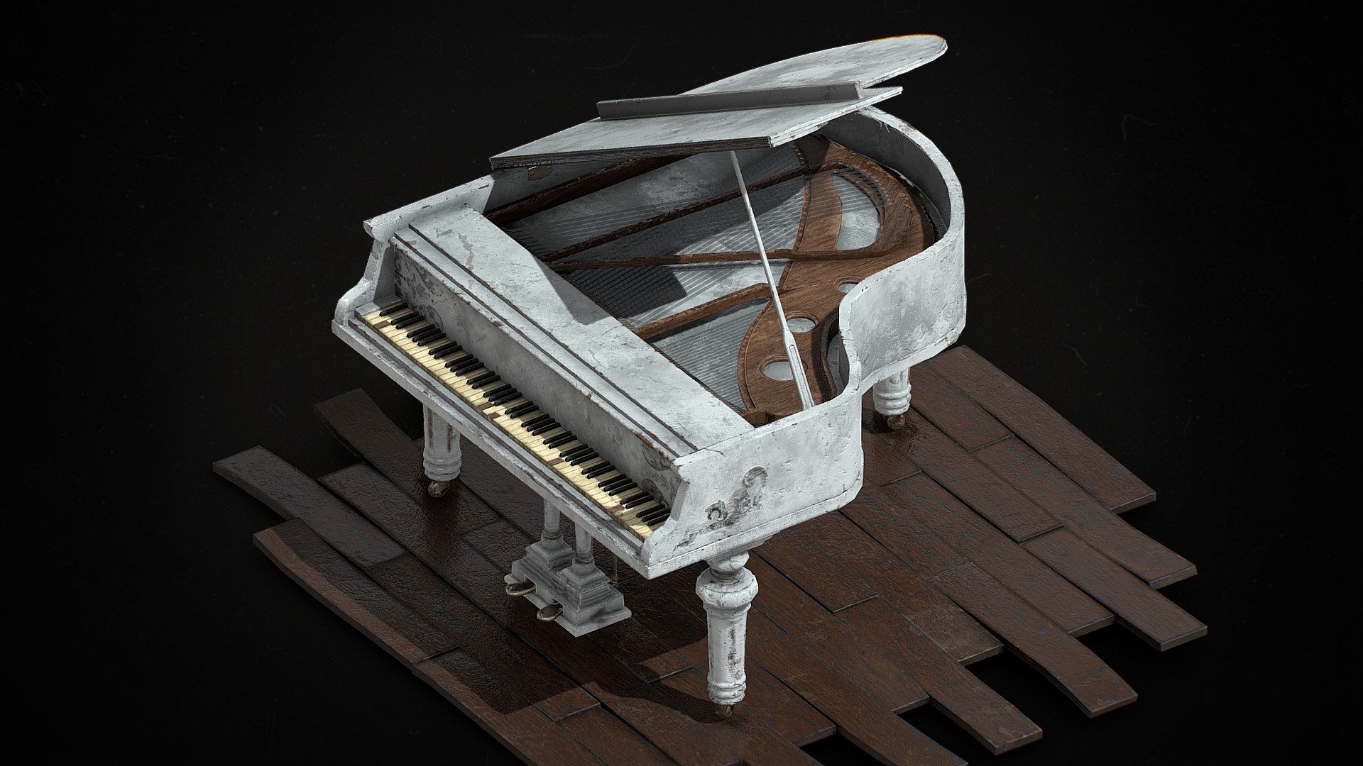 The model is game ready and optimized to be used in real time applications. It has a total of 5263 Vertices.





Download the 8K textures here:
Materials_8K

Artstation:
https://www.artstation.com/artwork/nQrrNE?commentId=3505931 - Abandoned Grand Piano - Buy Royalty Free 3D model by Pandurus (@ChubbyPanda) 3d model