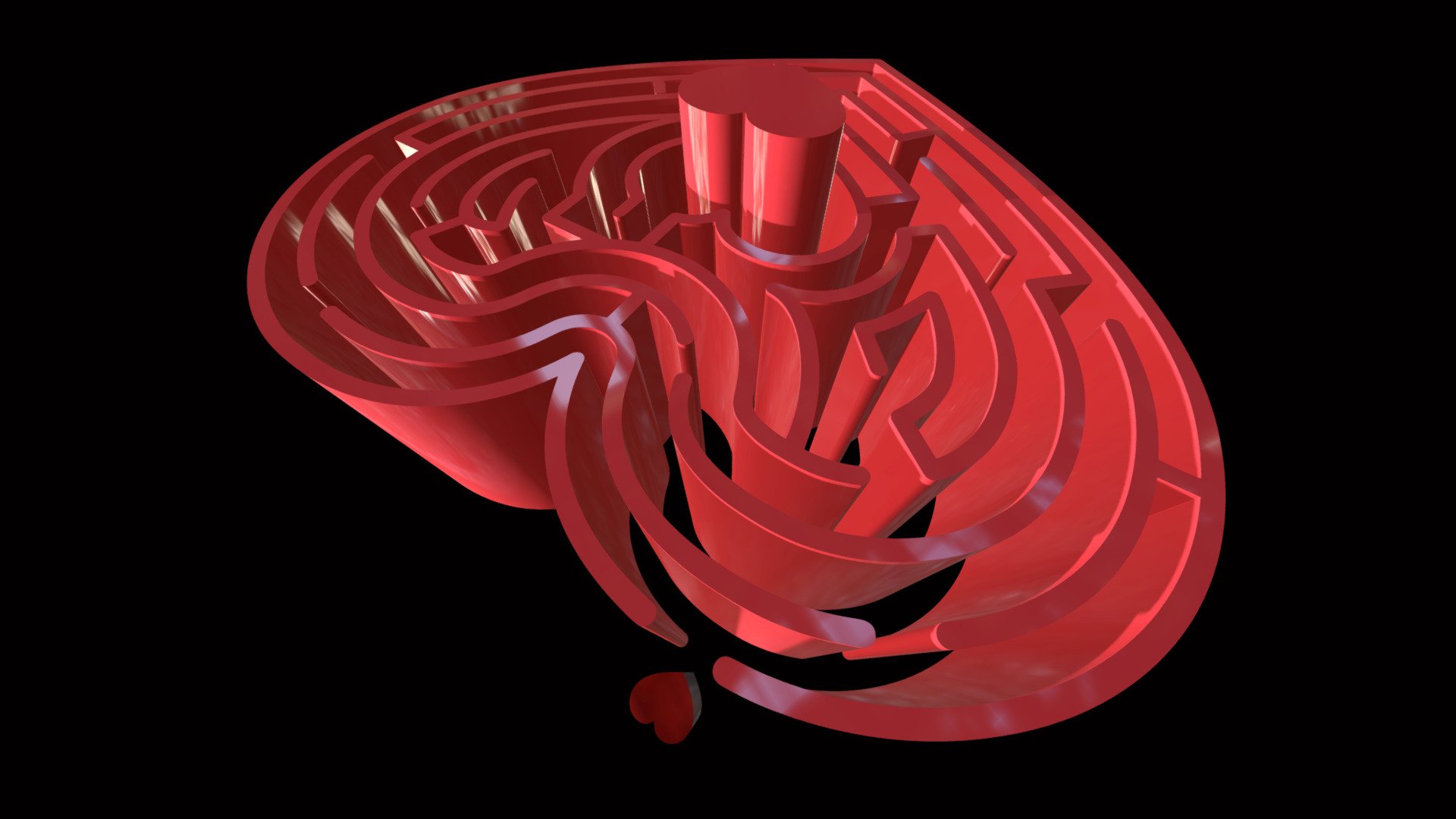 Labyrinth heart - Labyrinth heart maze - laberinto corazon - Download Free 3D model by vmmaniac 3d model
