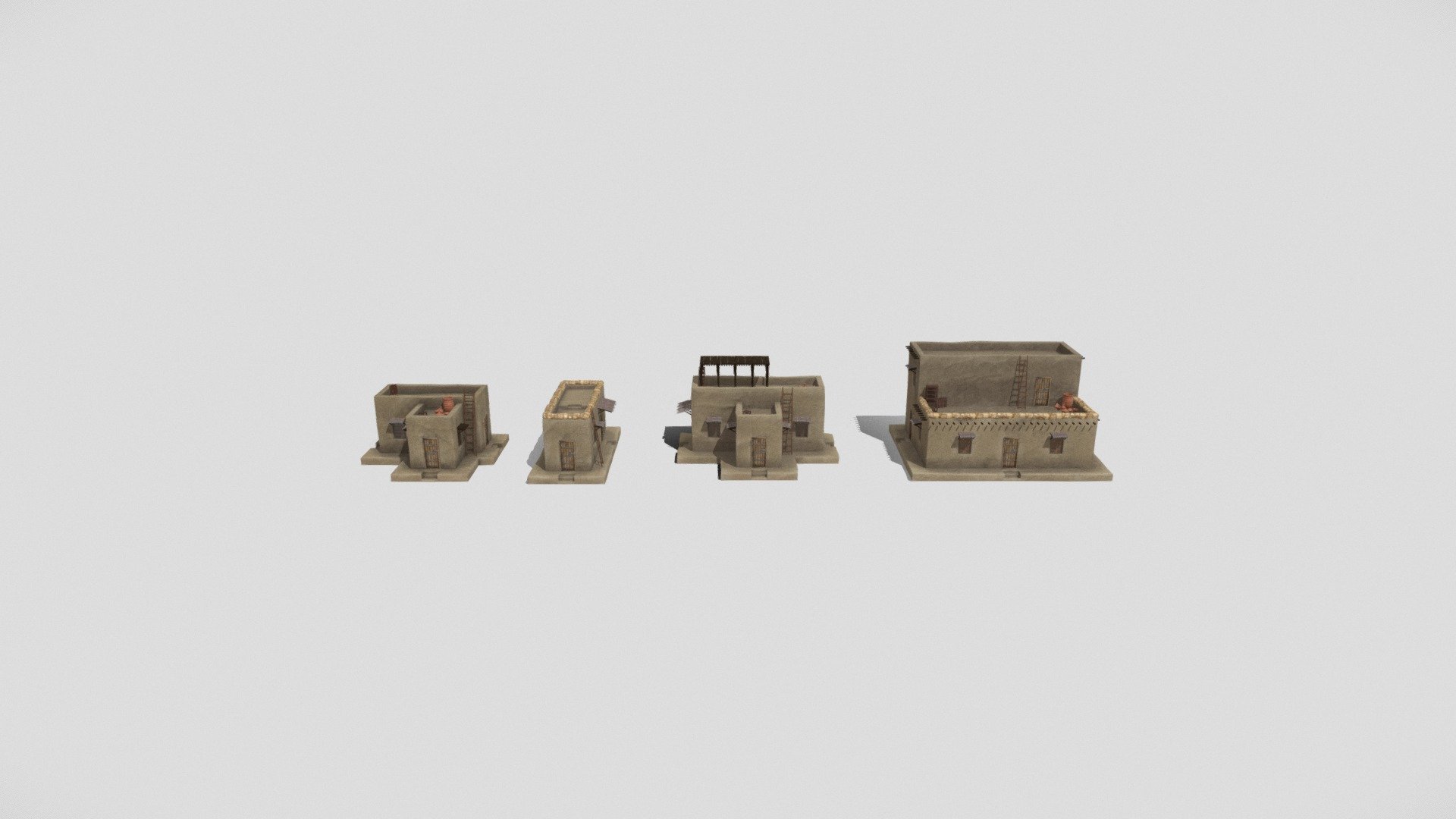 4 mud or clay ouses mimicing a north africa / middle east style - North Africa Midde East mud houses - Buy Royalty Free 3D model by 3D Content Online (@hknoblauch) 3d model