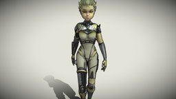 Asymmetric Robotic Character toon, cyber, robotic, cyborg, assymetric, character, girl, sci-fi, futuristic, female, animated, anime, rigged, assymetrical