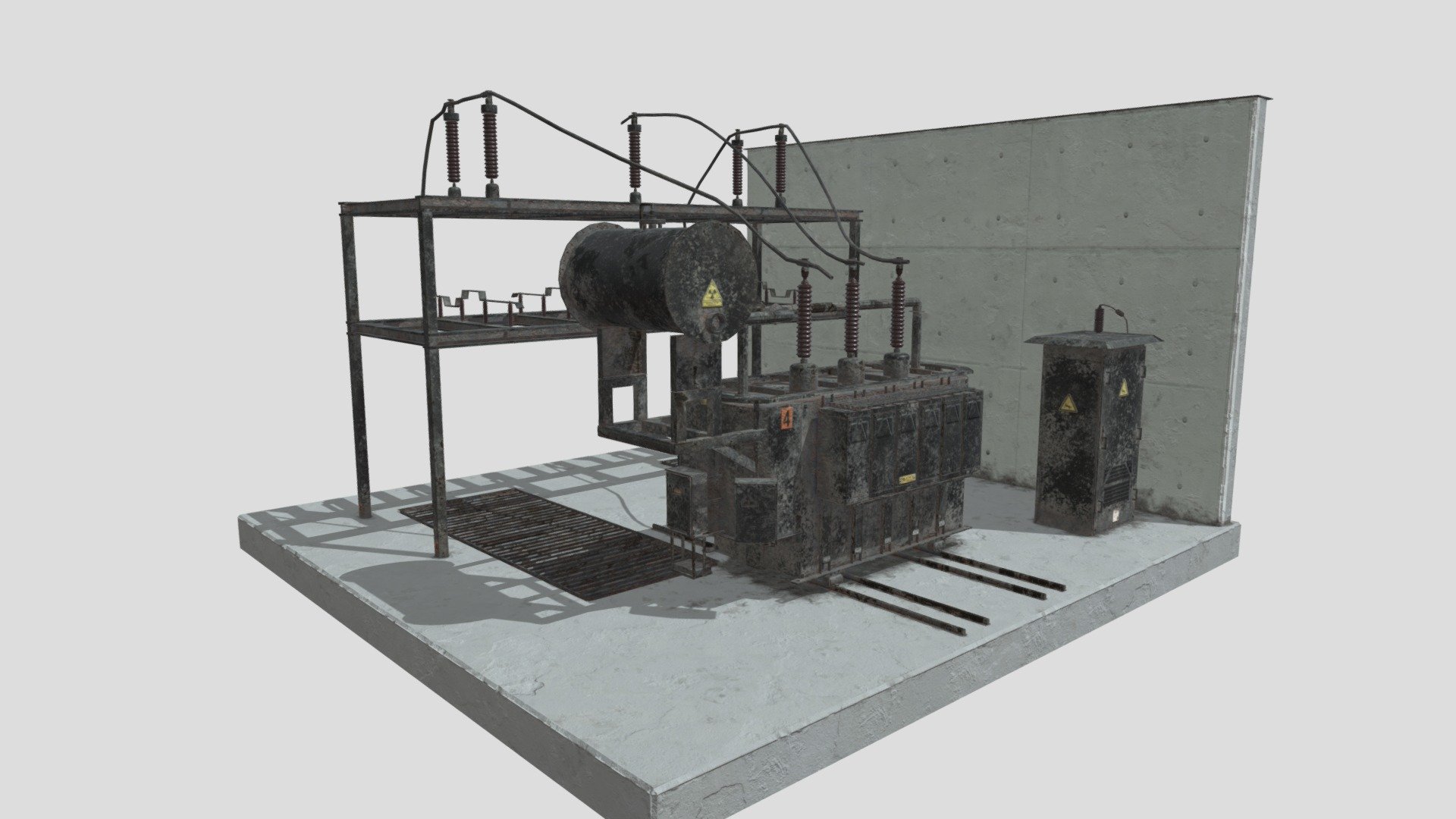 Highly detailed 3d model of&nbsp;electrical power transformer with all textures, shaders and materials. This 3d model is ready to use, just put it into your scene 3d model