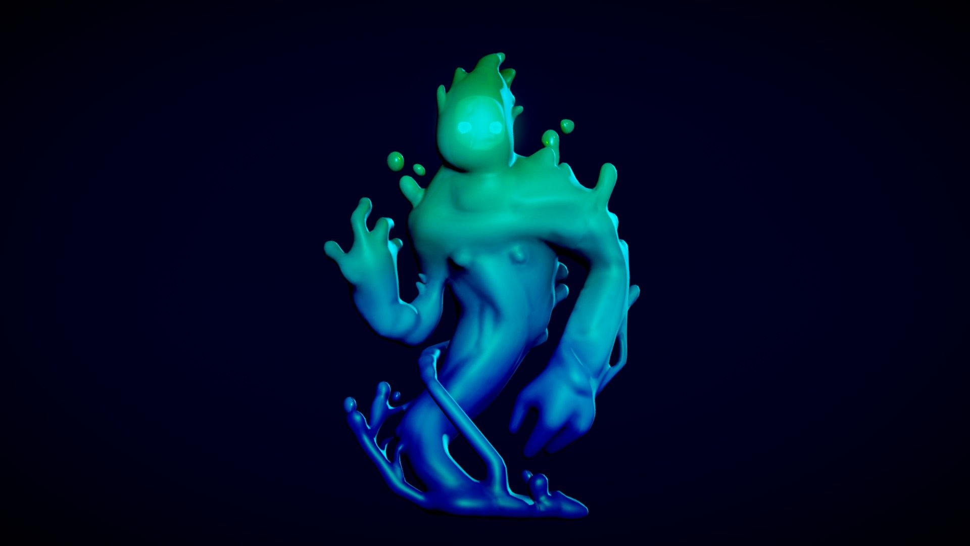 Quick Sculpt with lazy texturing on this one, but i like it :D Topic was &lsquo;'Liquid'&lsquo; for today and i always try to make some kind of creature. So here it is &hellip; a Haunting Water Ghost :x - Water Wrath - Day 11 - 3D model by Asha Basha (@Kaini) 3d model