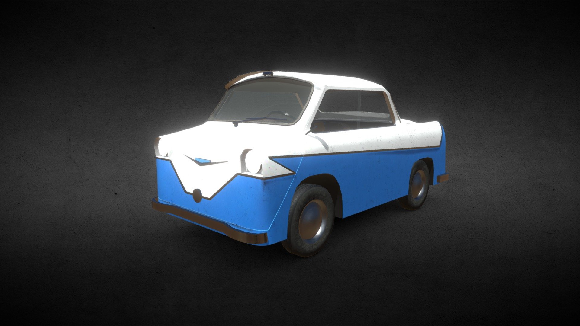 The Smyk was a Polish microcar prototype designed in 1957. Its unique characteristic was that the door was located in the front of the car. 17 cars were build (some sources claim that 20 cars).

Modeled in blender 2.93.5 (I was helping myself with OBJ file found in Internet). Textured in Quixel Mixer.

I hope you'd like it :) - (Low-poly) SFM Smyk (1957) - 3D model by KrStolorz 3d model