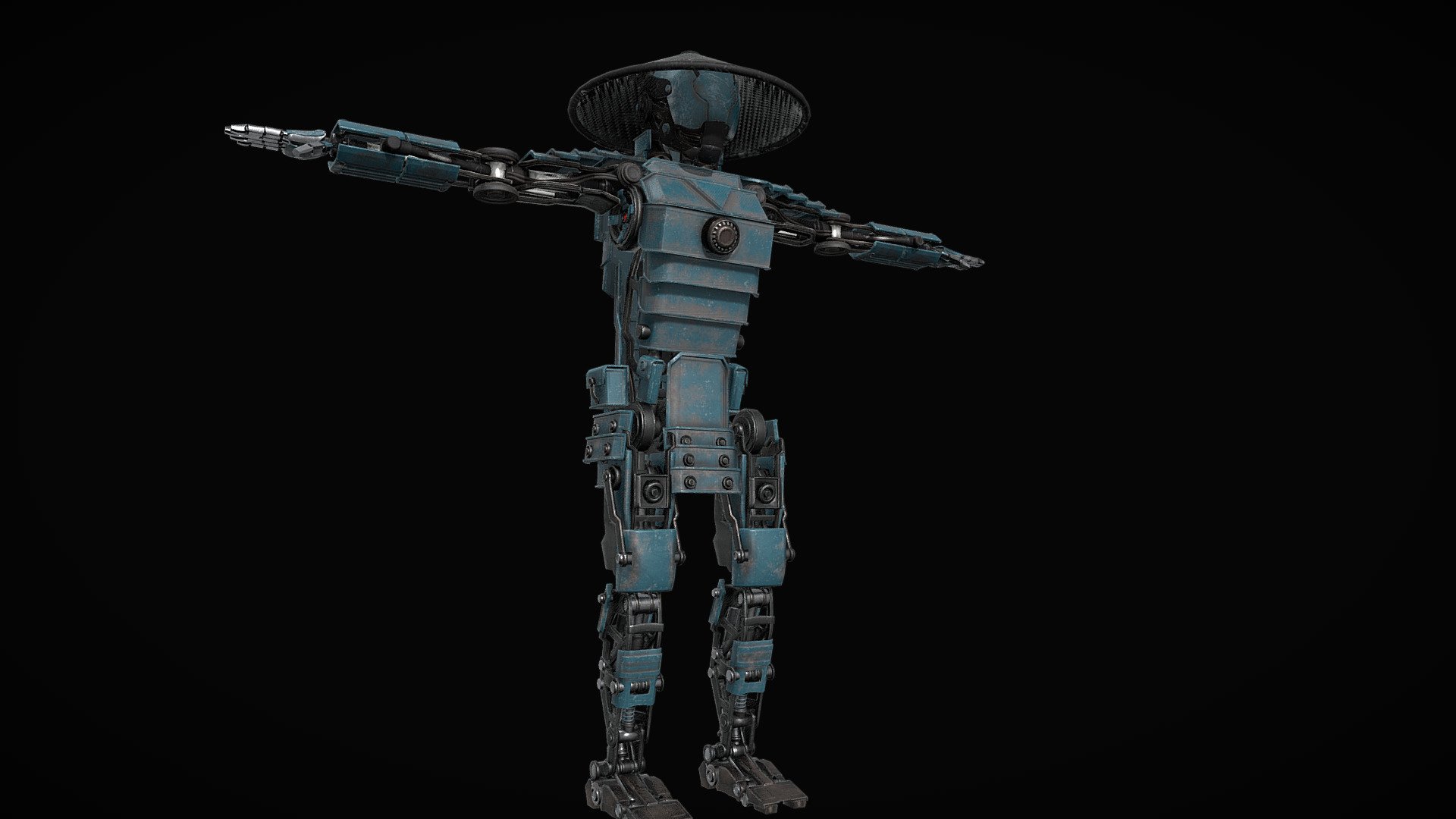 high-quality sci-fi robot character featuring great quad topology, crafted to work for games. This character is a must-have for those looking to enhance their creations. (Featured packed textures (AO,Roughness,Metallic) for game engines)) - Samurai Robot Character- T Pose - Buy Royalty Free 3D model by Alexandru Jardan (@AlexandruJardan) 3d model