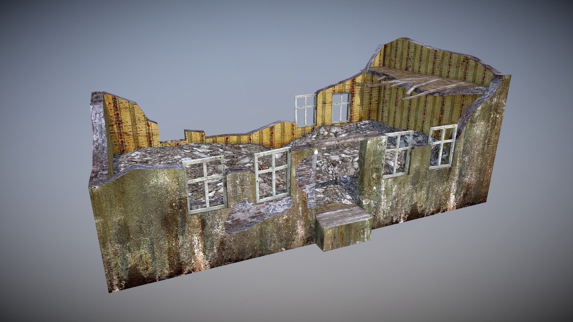Gamready model - Ruined Building 4 - Buy Royalty Free 3D model by Dexsoft Games (@dexsoft-games) 3d model