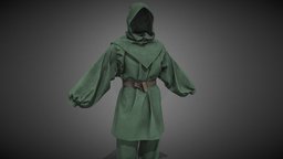 Green Medieval Outfit cloth, shirt, soldier, medieval, pants, boots, hood, farmer, villager, outfit, hoodie, peasant, vikings, chainmail, character, military, war, clothing, knight