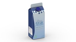Supermarket Milk Carton 03 Low Poly PBR